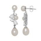 Simply Vera Vera Wang Freshwater Cultured Pearl & Lab-created White Sapphire Sterling Silver Cluster Drop Earrings, Women's