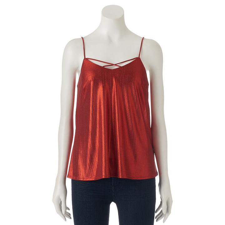 Juniors' Love Fire Metallic Camisole, Teens, Size: Xl, Drk Orange