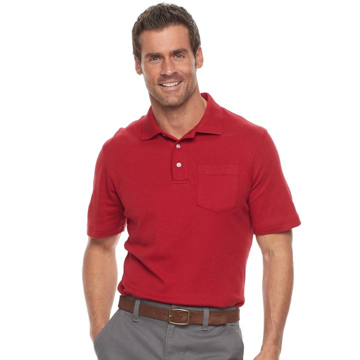 Men's Croft & Barrow&reg; Classic-fit Easy-care Interlock Pocket Polo, Size: Xl, Med Red