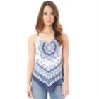 Juniors' Iz Byer Handkerchief Hem Scarf Tank, Teens, Size: Medium, Blue (navy)