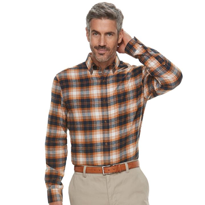 Men's Croft & Barrow&reg; Slim-fit Flannel Button-down Shirt, Size: Xxl, Light Grey