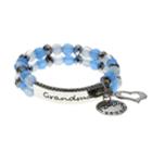 Blue Grandma Heart & Disc Charm Beaded Stretch Bracelet, Women's