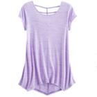 Girls 7-16 & Plus Size So&reg; Space-dyed Cageback Handkerchief Hem Legging Tee, Size: 14, Med Purple