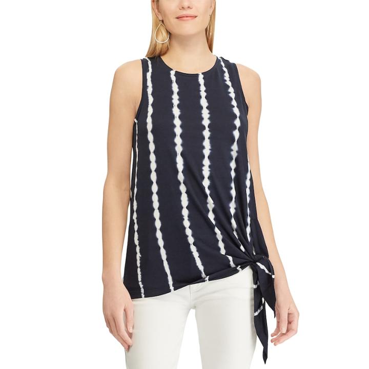 Women's Chaps Knot-front Tank, Size: Xl, Blue (navy)