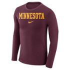 Men's Nike Minnesota Golden Gophers Marled Long-sleeve Dri-fit Tee, Size: Large, Red (maroon)