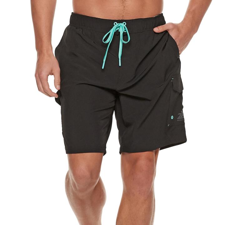 Men's Zeroxposur Axed Solid 4-way Stretch Swim Shorts, Size: Xxl, Black