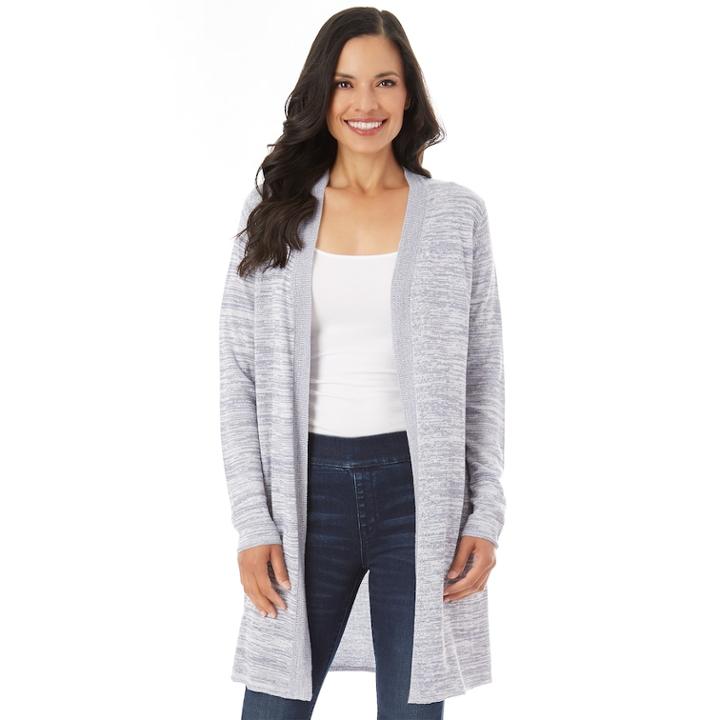 Women's Apt. 9&reg; Marled Long Cardigan Sweater, Size: Medium, Blue (navy)