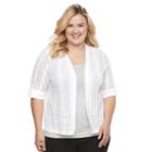 Plus Size Croft & Barrow&reg; Geometric-stitch Cardigan, Women's, Size: 3xl, White