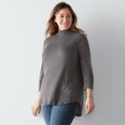 Plus Size Sonoma Goods For Life&trade; Essential Ribbed Mockneck Tee, Women's, Size: 3xl, Grey (charcoal)