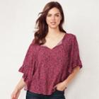 Women's Lc Lauren Conrad Print Flounce Sleeve Top, Size: Medium, Pink