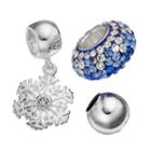 Individuality Beads Crystal Sterling Silver Bead And Snowflake Charm Set, Women's, Blue