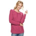 Women's Sonoma Goods For Life&trade; Lattice Cable-knit Crewneck Sweater, Size: Xl, Pink