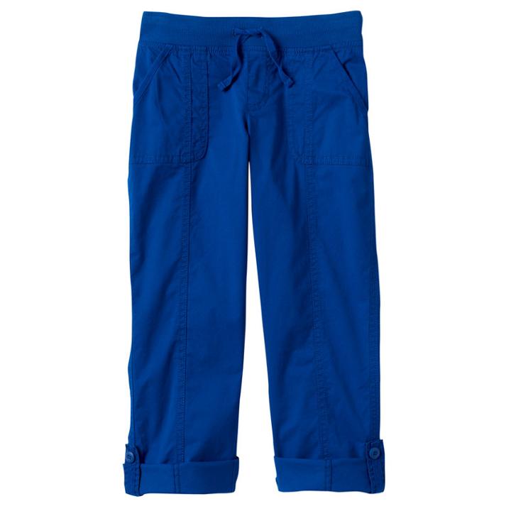 Girls 7-16 So&reg; Ribbed Waist Utility Pant Roll-tab Capris, Size: 10, Dark Blue