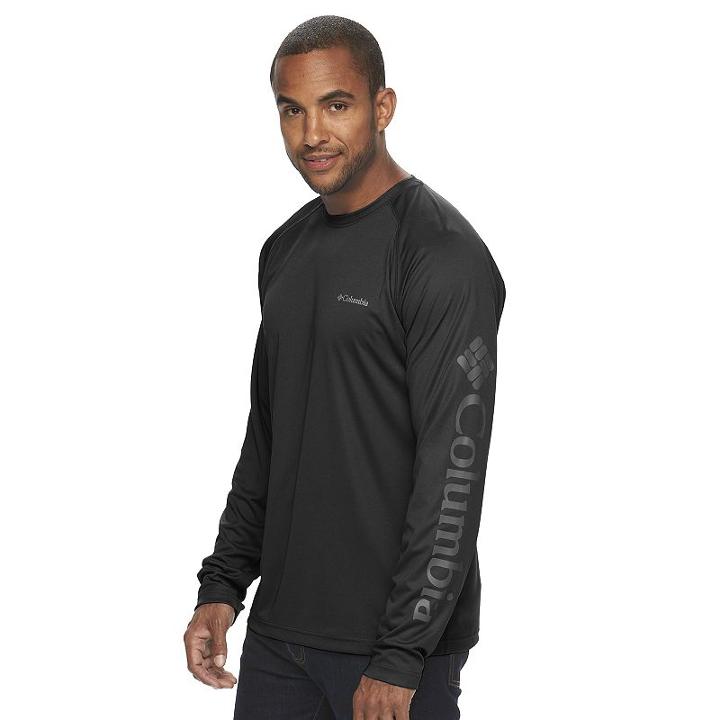 Men's Columbia Omni-wick Fork Stream Tee, Size: Large, Black