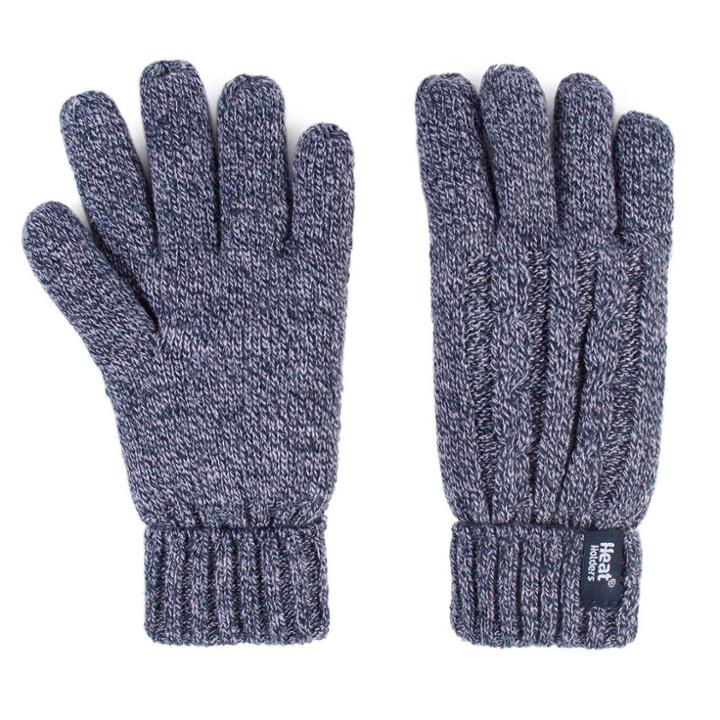 Women's Heat Holders Thermal Cable-knit Gloves, Size: S-m, Blue