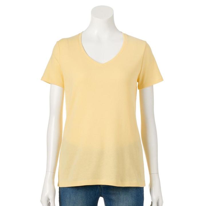 Women's Croft & Barrow&reg; Essential V-neck Tee, Size: Medium, Med Yellow