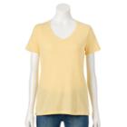 Women's Croft & Barrow&reg; Essential V-neck Tee, Size: Medium, Med Yellow