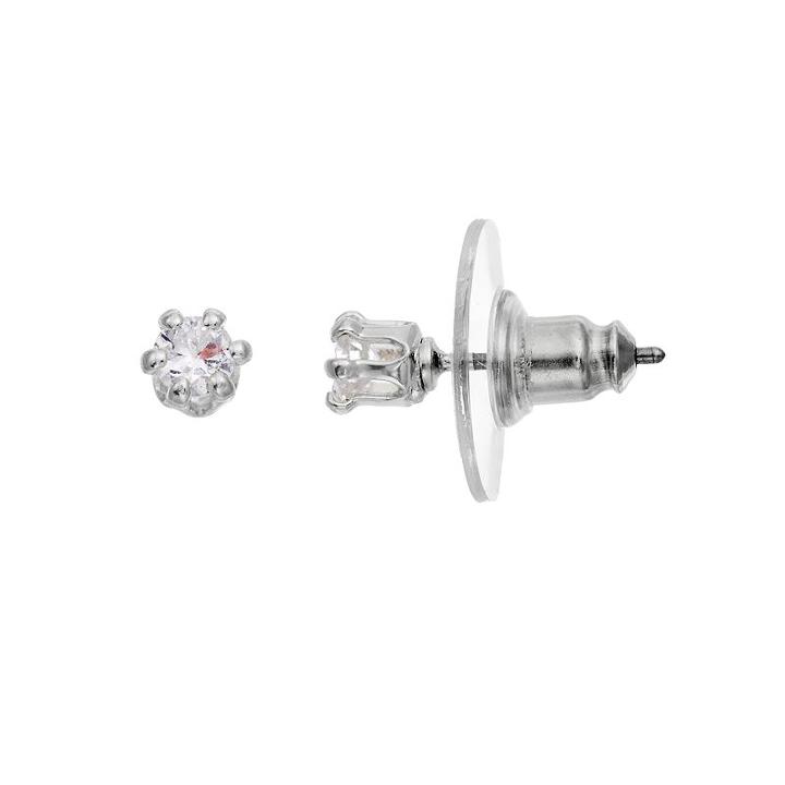 Dana Buchman Cubic Zirconia Nickel Free Solitaire Stud Earrings, Women's, Silver
