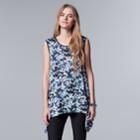 Women's Simply Vera Vera Wang Print Handkerchief Tank, Size: Xs, Drk Purple