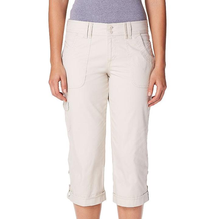 Women's Gloria Vanderbilt Mae Cargo Capris, Size: 4, Lt Beige