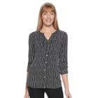 Women's Croft & Barrow&reg; Crepe Button Down Top, Size: Xl, Black