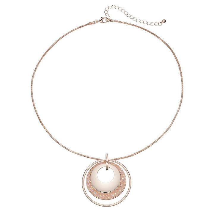 Faceted Stone Circle Pendant Necklace, Women's, Multicolor