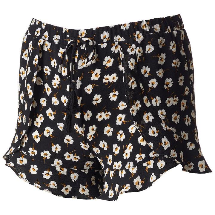 Juniors' Joe B Crepe Ruffle Trim Shortie Shorts, Teens, Size: Large, Ovrfl Oth