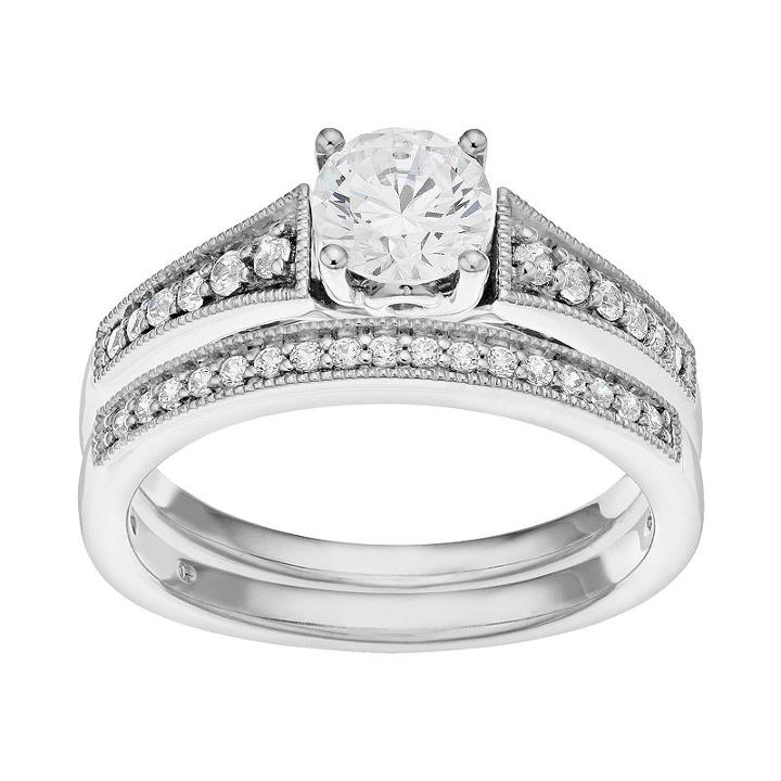 14k White Gold 1 Carat T.w. Igl Certified Diamond Engagement Ring Set, Women's, Size: 6