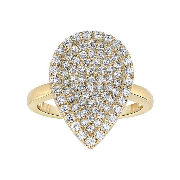 Sterling Silver Cubic Zirconia Teardrop Ring, Women's, Size: 7, White