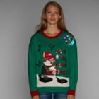 Juniors' It's Our Time Light-up Snowman Dj Christmas Sweater, Teens, Size: Small, Med Green
