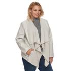 Plus Size Apt. 9&reg; Faux-leather Ribbed Sweater Jacket, Women's, Size: 3xl, Natural