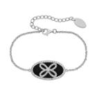 Onyx & Lab-created White Sapphire Sterling Silver Oval Link Bracelet, Women's, Size: 6.5, Multicolor