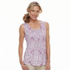 Women's Croft & Barrow&reg; Pleated Scoopneck Tank, Size: Xs, Dark Pink