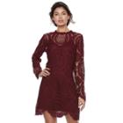 Juniors' Up By Ultra Pink Circle Lace Trapeze Dress, Teens, Size: Small, Dark Red
