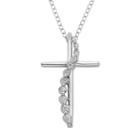 1/10 Carat T.w. Diamond 14k White Gold Cross Pendant Necklace, Women's, Size: 18