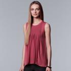 Women's Simply Vera Vera Wang Pintuck Swing Tank, Size: Xxl, Dark Pink