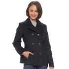 Juniors' Pink Envelope Double-breasted Peacoat, Teens, Size: Large, Black