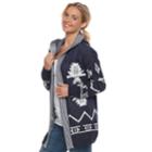 Juniors' Pink Republic Print Open-front Cardigan, Teens, Size: Small, Dark Blue