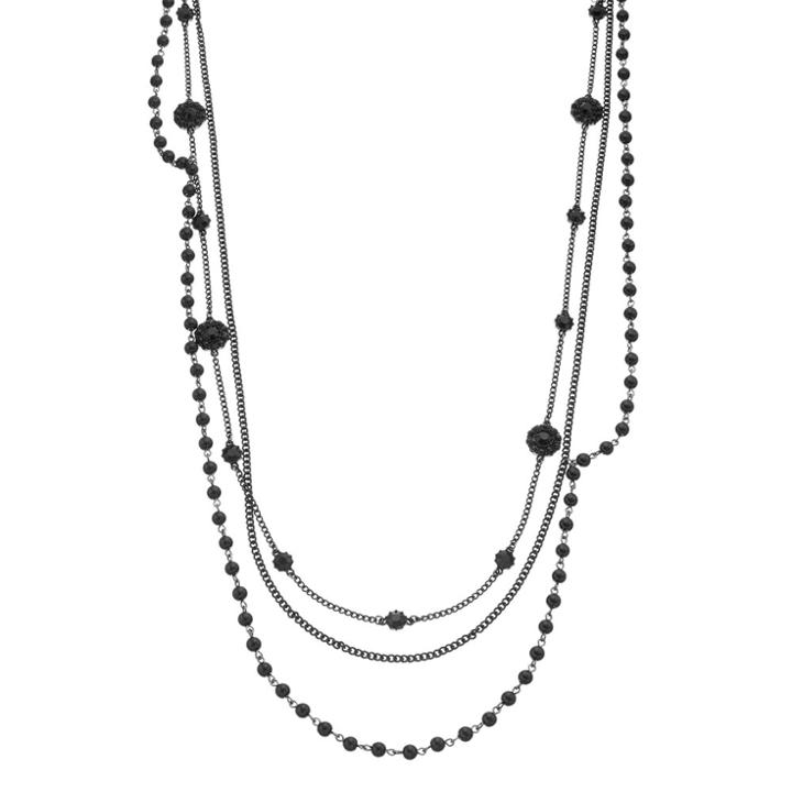 Simply Vera Vera Wang Long Black Beaded Multi Strand Station Necklace, Women's