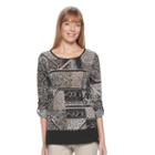 Women's Dana Buchman Printed Roll-tab Top, Size: Xl, White