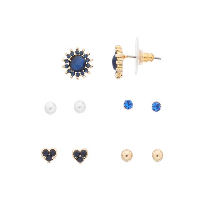 Lc Lauren Conrad Simulated Cat's-eye Cabochon Nickel Free Stud Earring Set, Women's, Blue