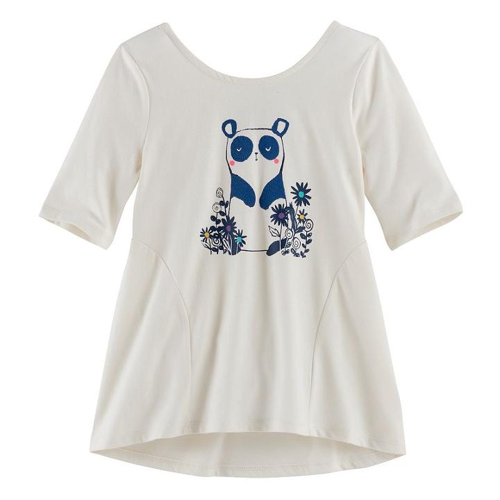 Girls 4-10 Jumping Beans&reg; Pieced High-low Graphic Tunic, Size: 7, White Oth