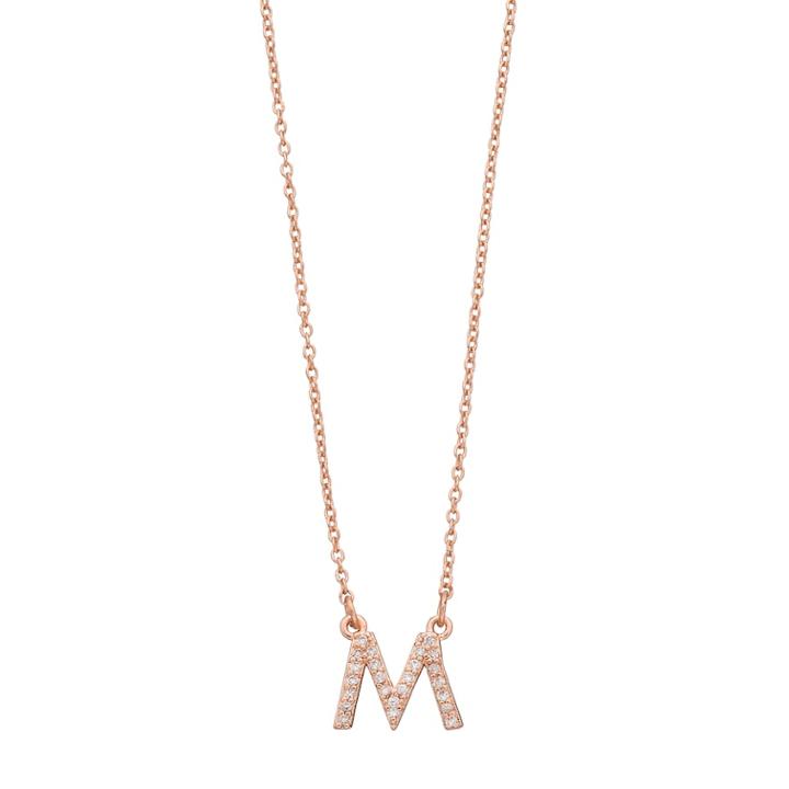 Lc Lauren Conrad Pave Monogram Pendant Necklace, Women's, Brt Pink
