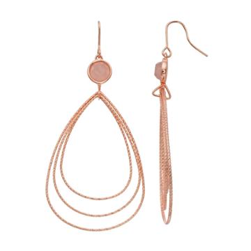 Olive & Ivy Rose Quartz Graduated Teardrop Earrings, Women's, Pink