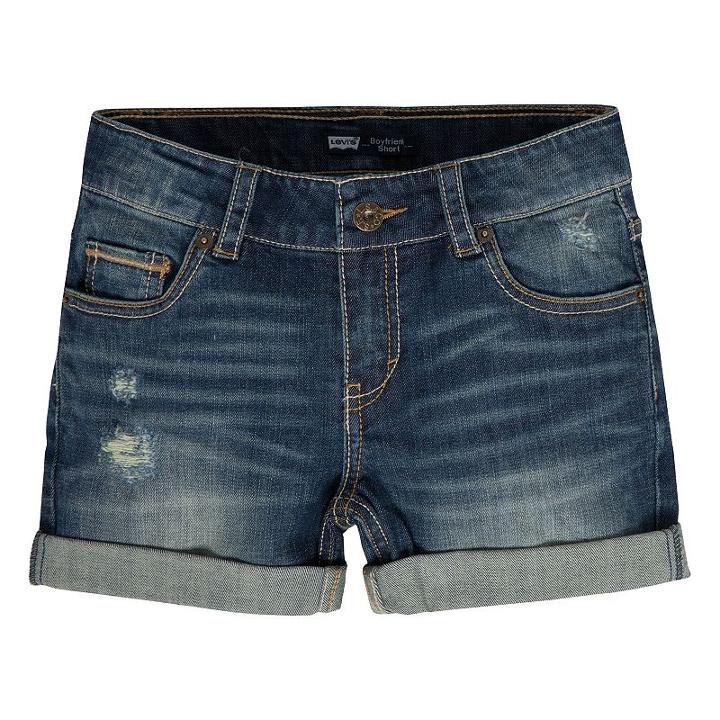Girls 7-16 Levi's Distressed Denim Boyfriend Shortie Shorts, Girl's, Size: 16, Dark Blue
