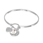 Silver Expressions By Larocks I Love You To The Moon And Back Bangle Bracelet, Women's, White