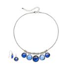 Cabochon Necklace & Drop Earring Set, Women's, Blue