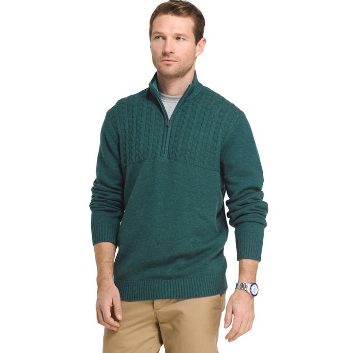 Big & Tall Izod Newport Regular-fit Cable-knit Quarter-zip Pullover, Men's, Size: 3xb, Dark Green