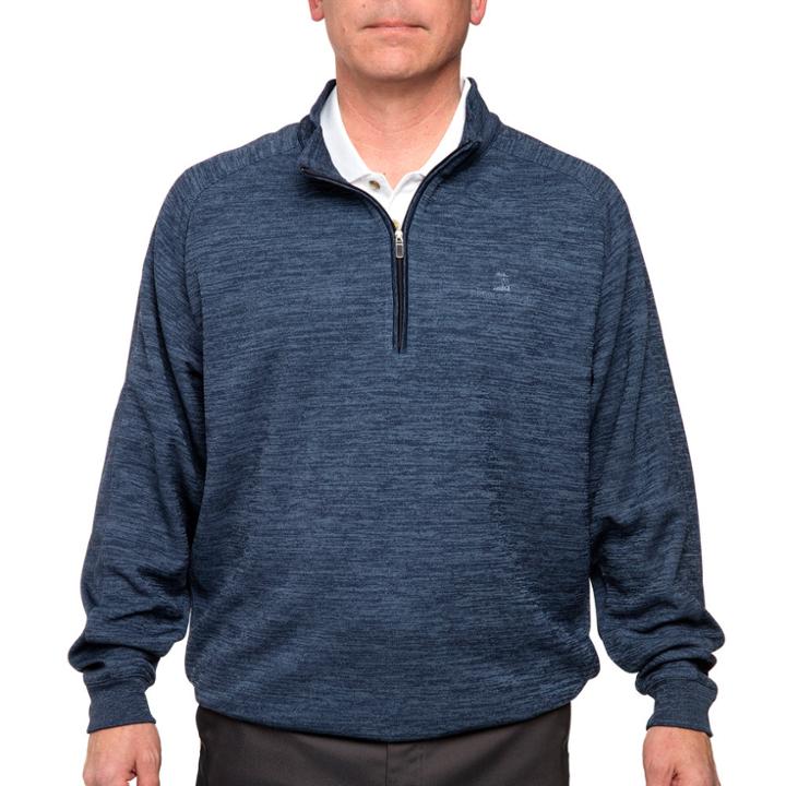 Men's Pebble Beach Classic-fit Heathered Quarter-zip Performance Golf Pullover Sweater, Size: Xxl, Dark Blue