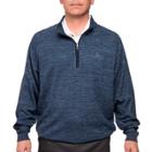 Men's Pebble Beach Classic-fit Heathered Quarter-zip Performance Golf Pullover Sweater, Size: Xxl, Dark Blue